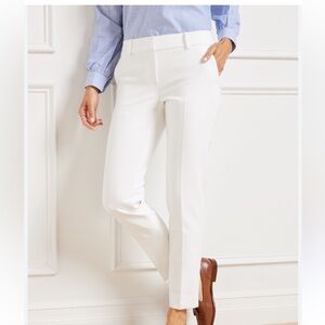 Talbots Hampshire Waffle Texture‎ White Cotton Stretch Ankle Pants Size 4